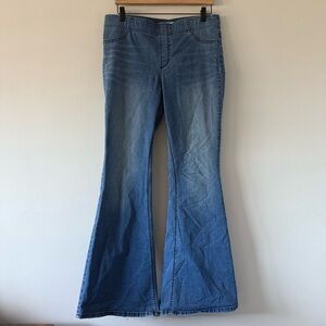 Free People Pull On Flare Jeans Womens 31 Mid Rise Bell Bottom Denim Pants